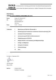 ordentliche Generalversammlung vom 26. Oktober 2012 - SVKG