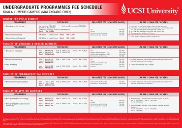undergraduate programmes fee schedule - UCSI University