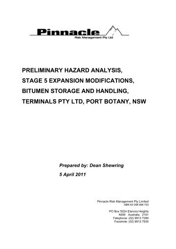 Preliminary Hazard Analysis, Terminals Pty Ltd ... - Sydney Ports