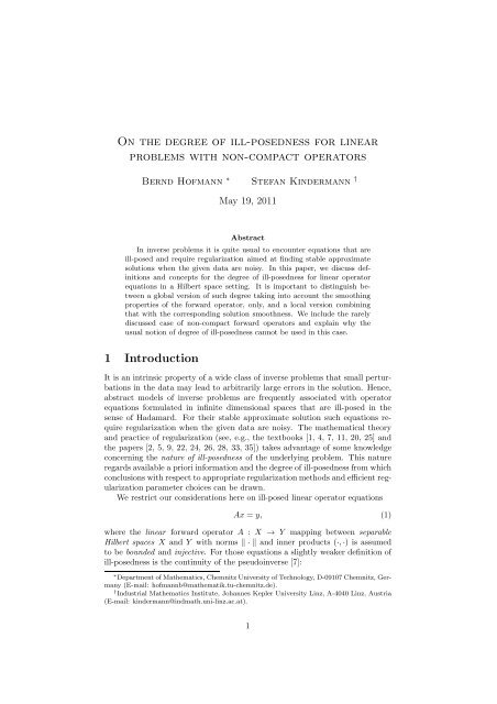 On the degree of ill-posedness for linear problems with non-compact ...