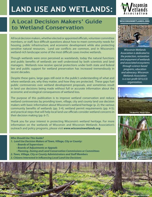 Land Use and Wetlands: a local decision maker's guide to wetland ...