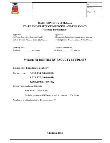 Syllabus for DENTISTRY FACULTY STUDENTS