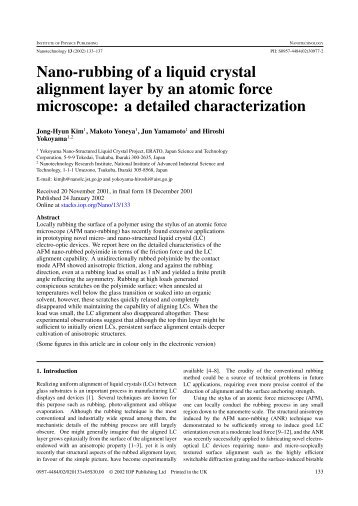 Nano-rubbing of a liquid crystal alignment layer by an atomic force ...