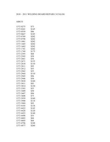 2010 – 2011 welding board repair catalog airco ... - York Electronics