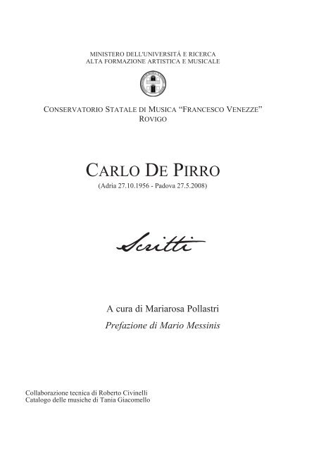 Copia di De Pirro.vp - Conservatorio di Musica “Francesco Venezze”