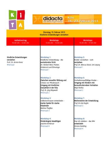 Auftaktvortrag Workshops Workshops Kindliche ... - Didacta