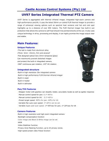 UV97 Series Integrated Thermal PTZ Camera - Castlecontrols.co.za