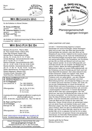 Monatsinfo Dezember 2012 - Pfarreiengemeinschaft Göggingen ...