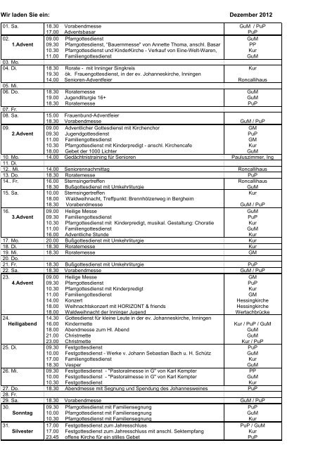 Monatsinfo Dezember 2012 - Pfarreiengemeinschaft Göggingen ...