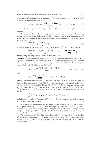 On the nature of ill-posedness of an inverse problem arising in option