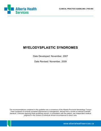 Myelodysplastic Syndromes - Alberta Health Services