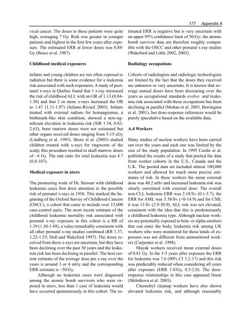 Health Risks of Ionizing Radiation: - Clark University