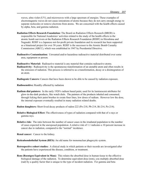 Health Risks of Ionizing Radiation: - Clark University