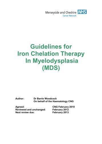 Guidelines for Iron Chelation Therapy in Myelodysplasia