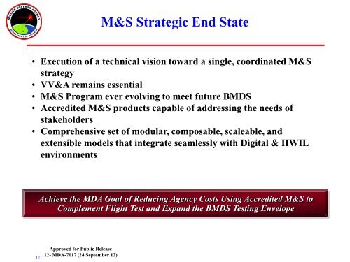 Brief on Missile Defense Agency Modeling and Simulation - National ...