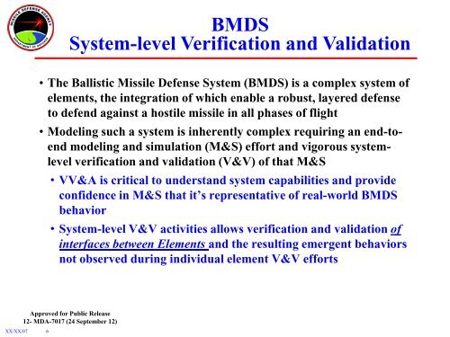 Brief on Missile Defense Agency Modeling and Simulation - National ...