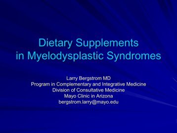 Dietary Supplements in Myelodysplastic Syndromes