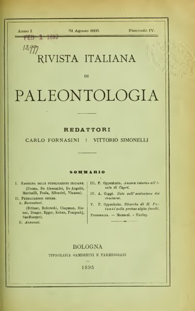 Rivista italiana di paleontologia e stratigrafia