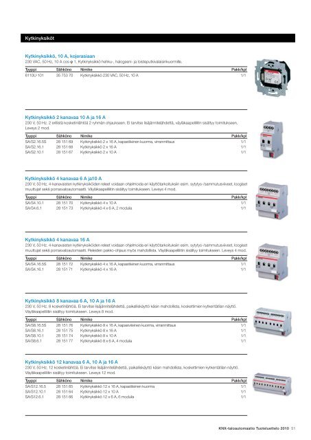 KNX-taloautomaatio Tuoteluettelo 2010 - SmartPage