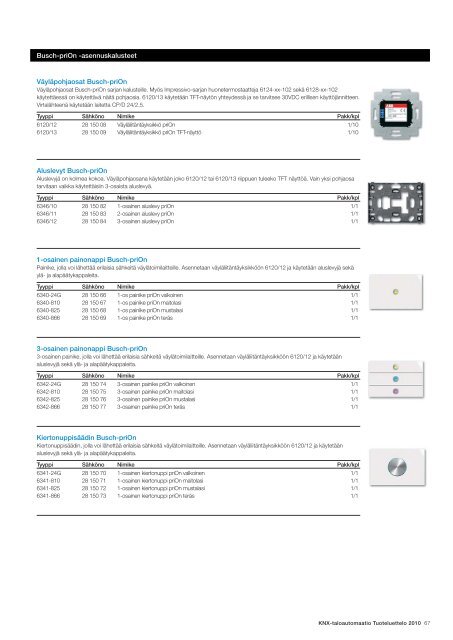 KNX-taloautomaatio Tuoteluettelo 2010 - SmartPage