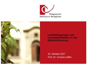 Lernbedingungen und Lehrmöglichkeiten in der Alphabetisierung