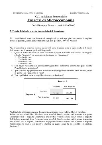 universita - Facoltà di Economia