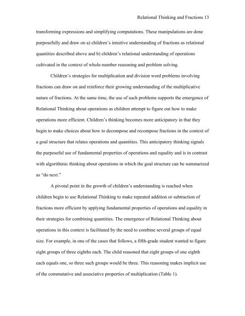 The Algebraic Nature of Fractions: Developing Relational Thinking ...