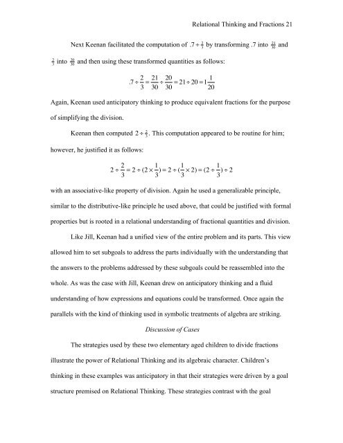 The Algebraic Nature of Fractions: Developing Relational Thinking ...