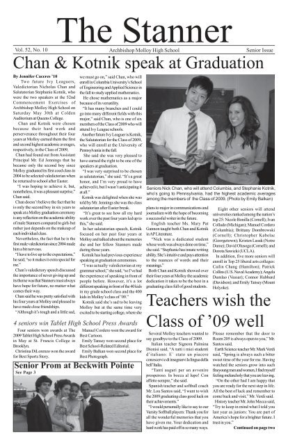 June, 2009 (Senior Issue) - Archbishop Molloy High School