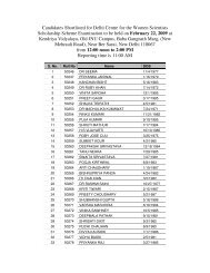 Candidates Shortlisted for Delhi Centre for the Women Scientists ...