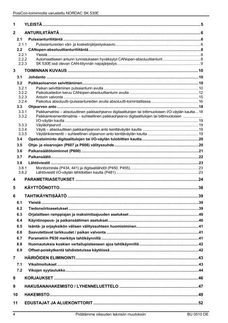 Käyttöohjeen lisäosa Taajuusmuuttaja NORDAC 530E