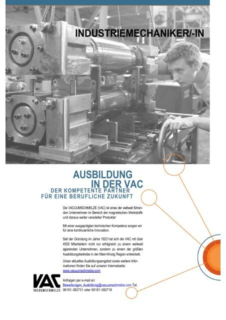 industriemechaniker - VACUUMSCHMELZE GmbH & Co. KG