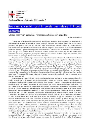 Sos sanità, camici rossi in corsia per salvare il Pronto ... - cimo ven