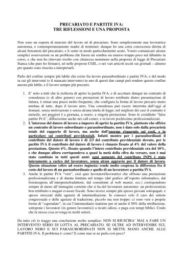 PRECARIATO E PARTITE IVA: TRE RIFLESSIONI E ... - Chiara Ingrao