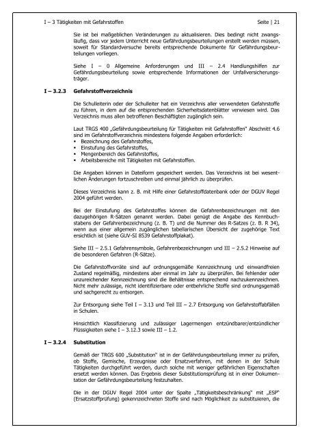 Richtlinie zur Sicherheit im Unterricht - Kultusministerkonferenz (KMK)