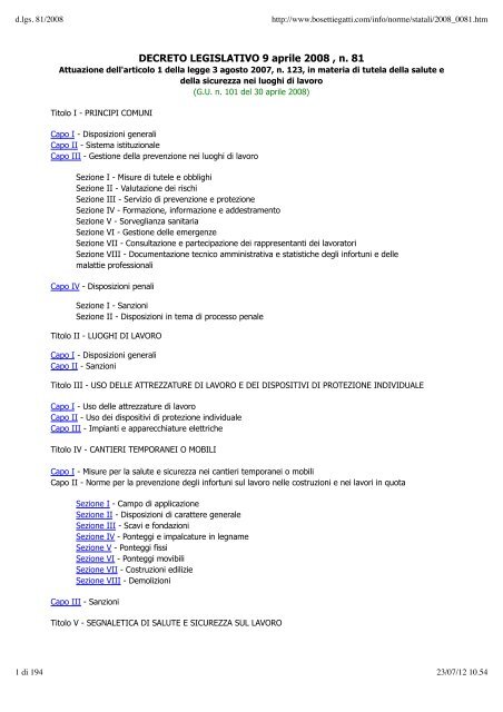 D LGS 81-08 - CEVI | Verifiche Impianti Elettrici