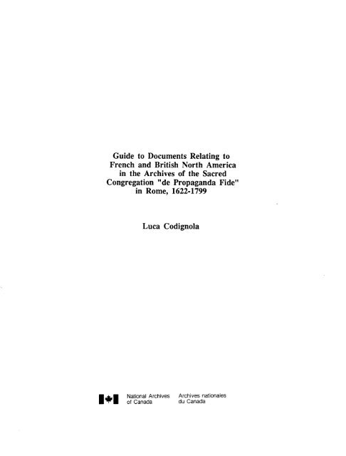 Guide to Documents Relating to French and British North America in ...