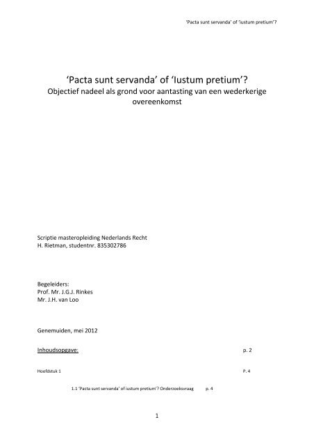 'Pacta sunt servanda' of 'Iustum pretium' - DSpace at Open Universiteit