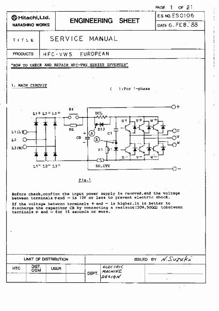 HFC-VWS2-E Series Service Manual - Hitachi America, Ltd.