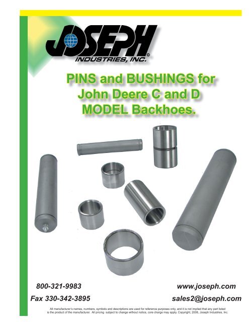 John Deere Pins and Bushings - Joseph Industries, Inc.