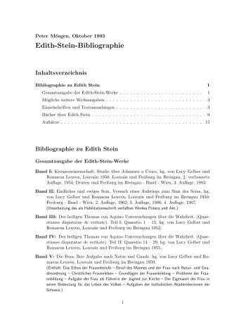 Edith-Stein-Bibliographie - Moesgen.de