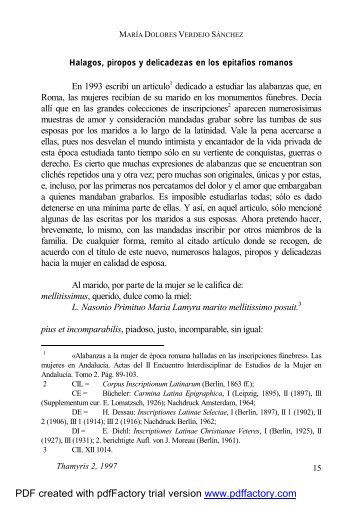 Halagos, piropos y delicadezas en los epitafios romanos (PDF)