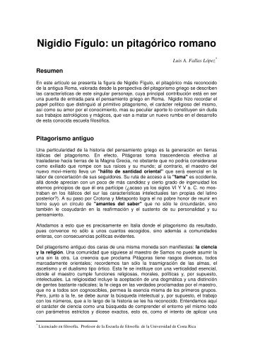 Nigidio Fígulo: un pitagórico romano - Tecnológico de Costa Rica