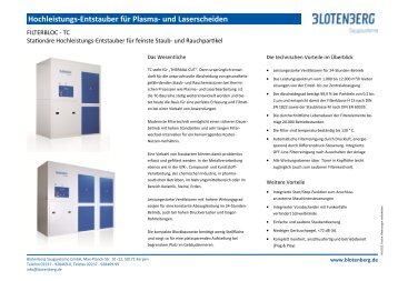 Hochleistungs-Entstauber für Plasma- und ... - Blotenberg GmbH