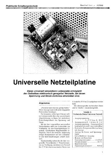 Universelle Netzteilplatine - ELV