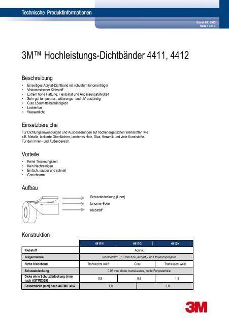 3M™ Hochleistungs-Dichtband 4411 und 4412 (Extreme ... - Voelkner