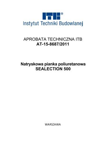APROBATA TECHNICZNA ITB AT-15-8687/2011 Natryskowa ...