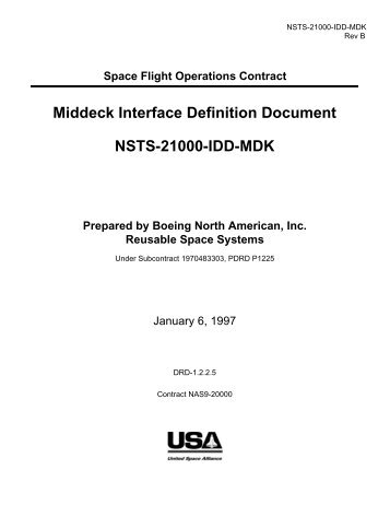 Middeck Interface Definition Document NSTS-21000-IDD-MDK