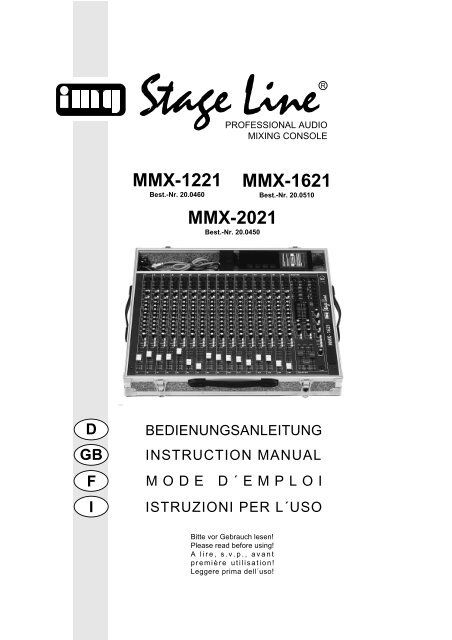 MMX-1221/-1621/-2021 Manual - Monacor