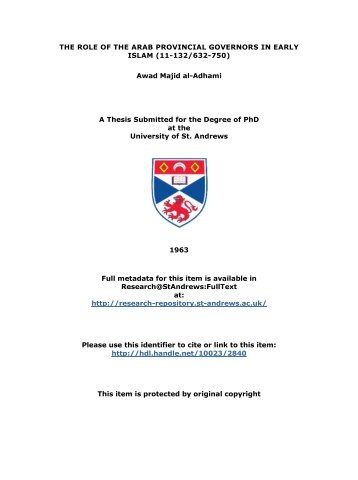 Awad Majid al-Adhami PhD Thesis - University of St Andrews